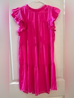 jodifl hot pink dress Jodifl Print Dress With Stripe Contrast Magenta Magenta Mix / Large